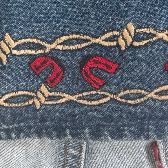 Vintage Western Denim Vest Embroidered Horseshoe Buttons Don’t Mess with Texas S - Picture 3 of 7